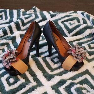 ❤Floral stiletto platform heels